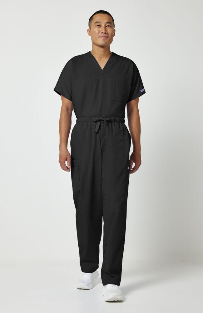 Cherokee CK4000 men's cargo scrub pant in Black, side view